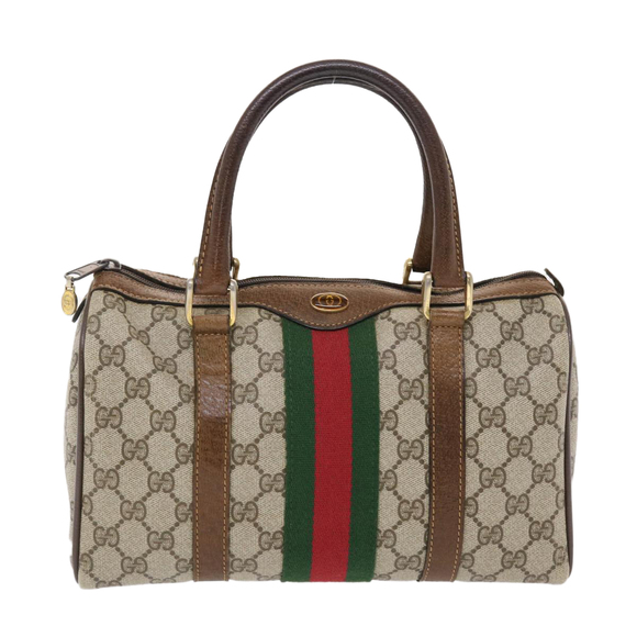 GUCCI GG Canvas Web Sherry Line Hand Bag Beige Red Green 24 012 3841 Auth 49785 - Picture 13 of 16